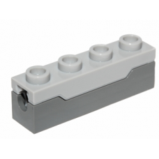 LEGO kocka 1x4 lövedékindító mechanizmussal, sötétszürke-világosszürke (72387/15400)
